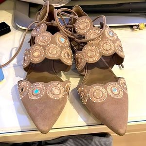 GUC TORY BURCH TAUPE MIRROR SANDALS